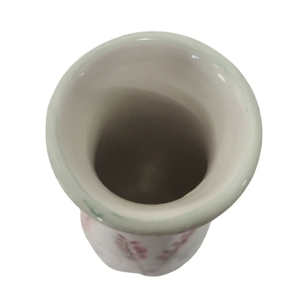 Ceramic Vase Ladybug Floral Design Small White‎ Accent Piece